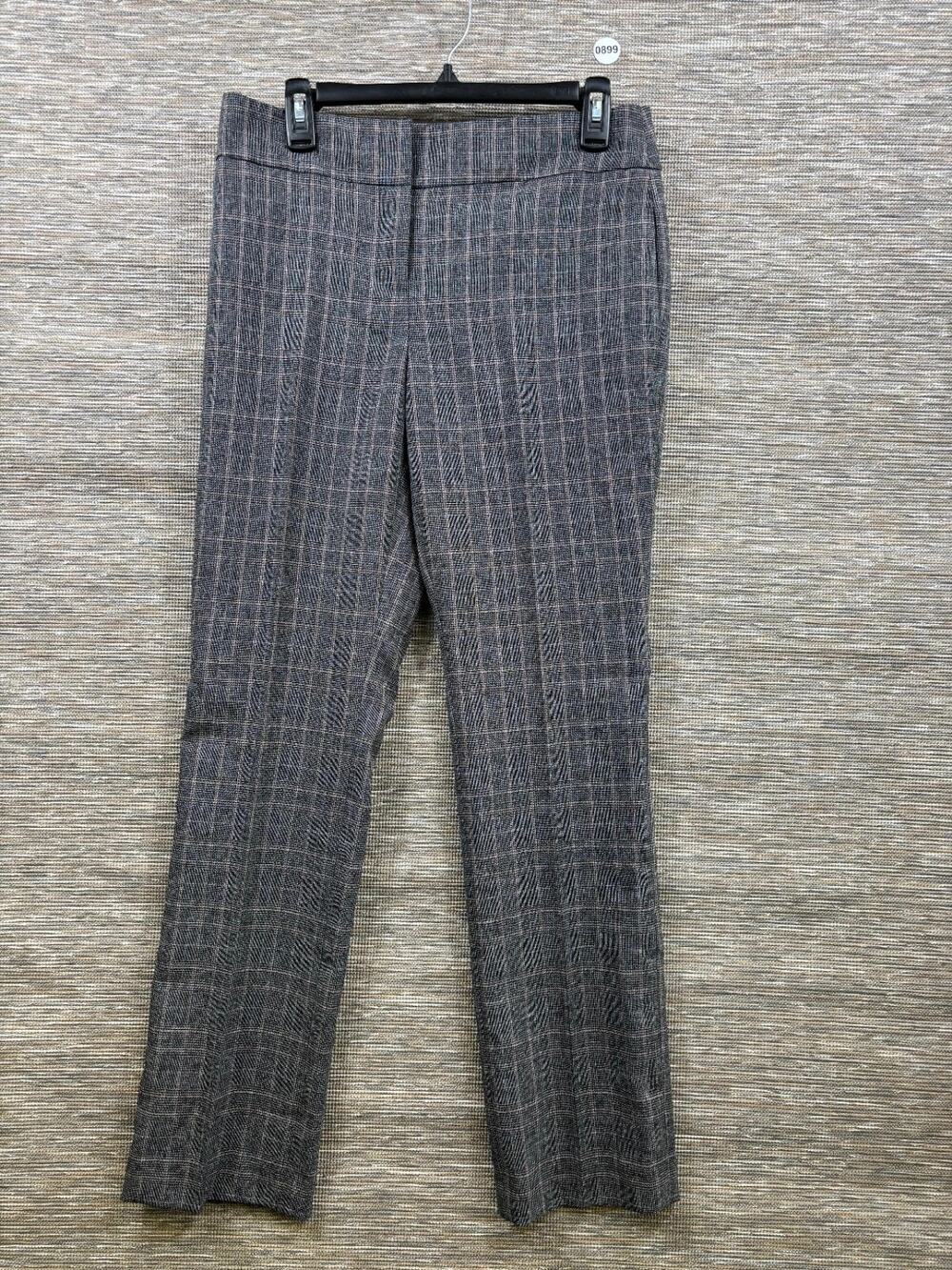 Kasper Plaid Dress Pants Womens Size 4 Gray Multi Straight Leg Ponte